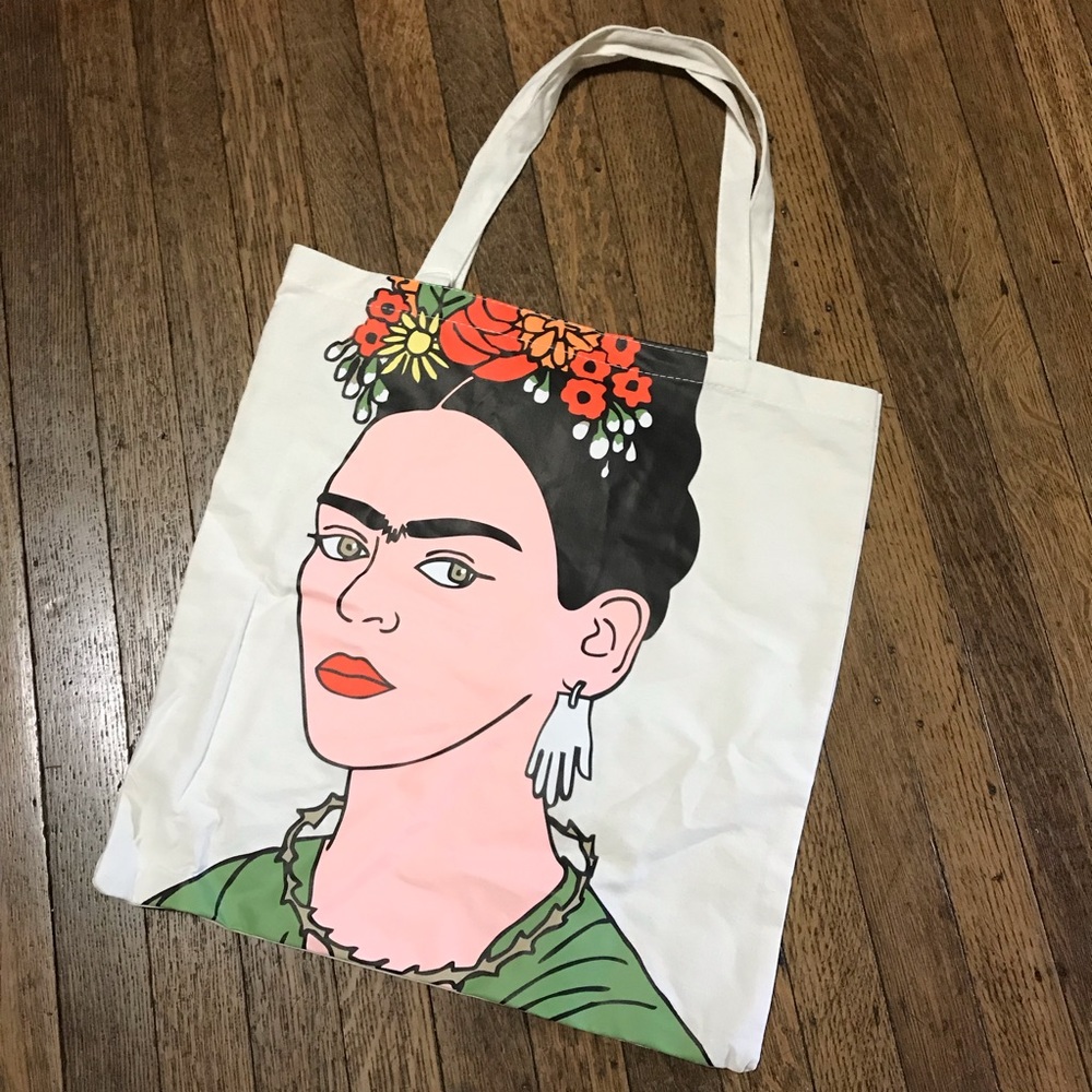 Frida Kahlo painted canvas tote bag - Picture 4 of 8